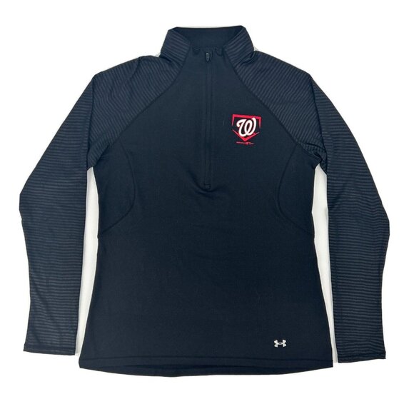 Washington‎ Nationals Shirt Women's XL Black Under Armour 1/2 Zip Pullover MLB - Picture 1 of 9